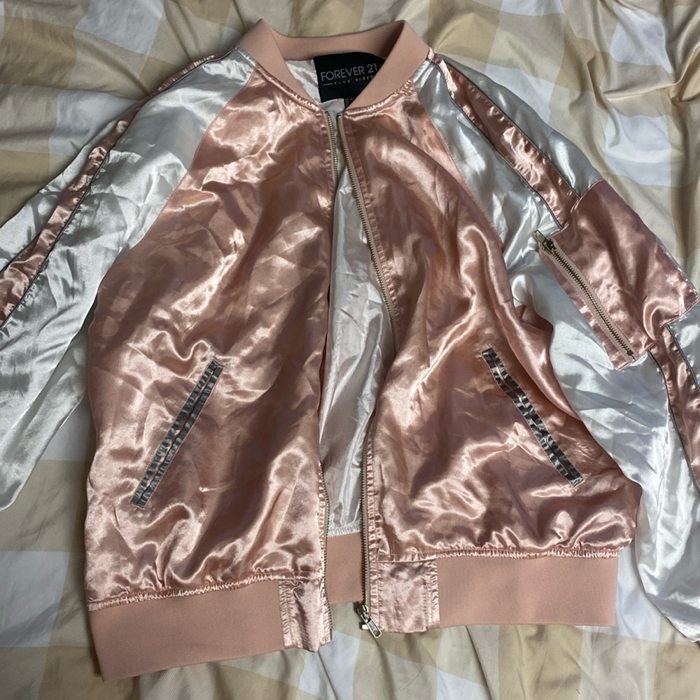 Silk pink and white bomber jacket